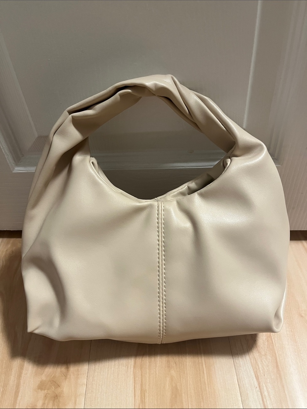 Cream Twisted Handle Shoulder Bag
